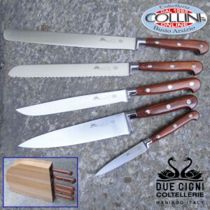 Due Cigni - Wooden block  included 5 forged kitchen knives 