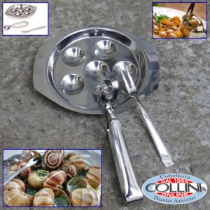 Pintinox - Set snails  - 6-seater plate with stainless steel spring and fork