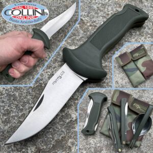 Fox - Forest outdoor knife 576 in green rubber - 9cm - sheath and camping kit - knife