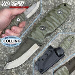Wander Tactical - Menoceras - D2 steel - Iron Wash & Green Micarta - custom knife