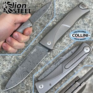 Lionsteel - THRILL Damascus knife - SlipJoint Titanium Gray - TL D GY - knife