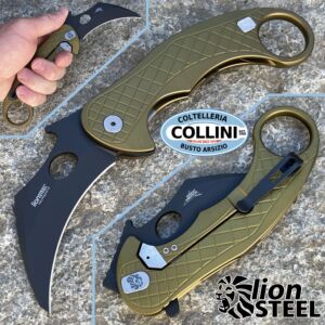 Lionsteel - L.E.One Flipper Karambit by Emerson - Green and Chemical Black - LE1 A GB - knife