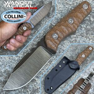 Wander Tactical - Scrambler Clip knife - Raw Finish & Brown Micarta - craft knife