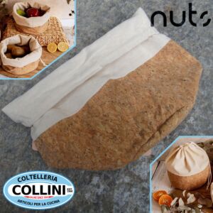 NUTS - Beige cork and cotton bread bags-baskets - 20cm