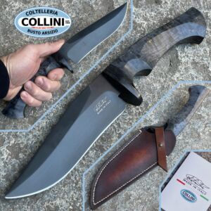 La Cantina - Little Jones PVD custom knife - Sleipner Steel - Black Birch and Fatcarbon - handmade knife