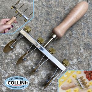 Made in Italy - Pasta cutter with 4 smooth brass blades and wooden handle
