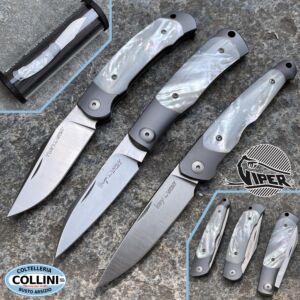 Viper - 2023 Titanium and Mother of Pearl Limited Edition Collection - Hug, Key, Twin - VCOL/2022M - knives