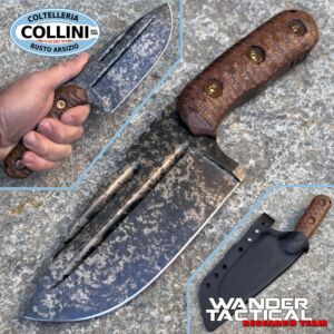 Wander Tactical - Mountain Lion knife - Marble finish and dark brown micarta - artisan knife