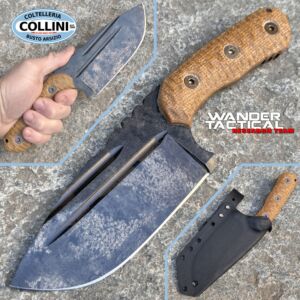 Wander Tactical - Mountain Lion Knife - Marble Finish and Light Brown Micarta - Artisanal Knife