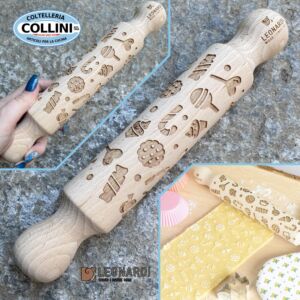 Made in Italy - Rolling pin with engravings - 25cm - Sweets - Fresh pasta utensil