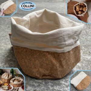 NUTS - Beige cork and cotton bread bags-baskets - 16cm