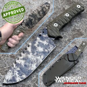 Wander Tactical - Uro Saw knife - Marble and Green Micarta - PRIVATE COLLECTION - custom