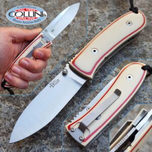  Bob Dozier - DH-SK - Westinghouse White Paper Micarta with Red Lines - handmade knife