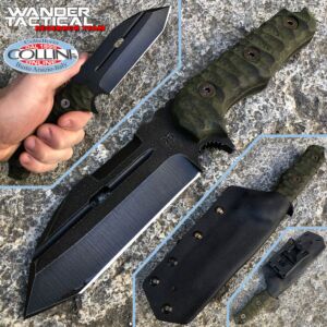 Wander Tactical - Hurricane Military Tool - Raw Finish and Green Micarta - custom knife