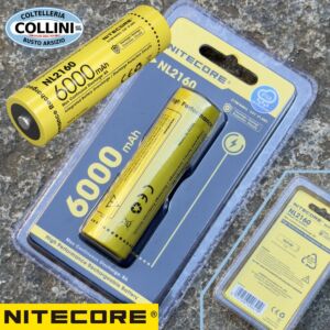 Nitecore - NL2160 - 21700 3.6V 6000mAh 8A Li-Ion Rechargeable Battery