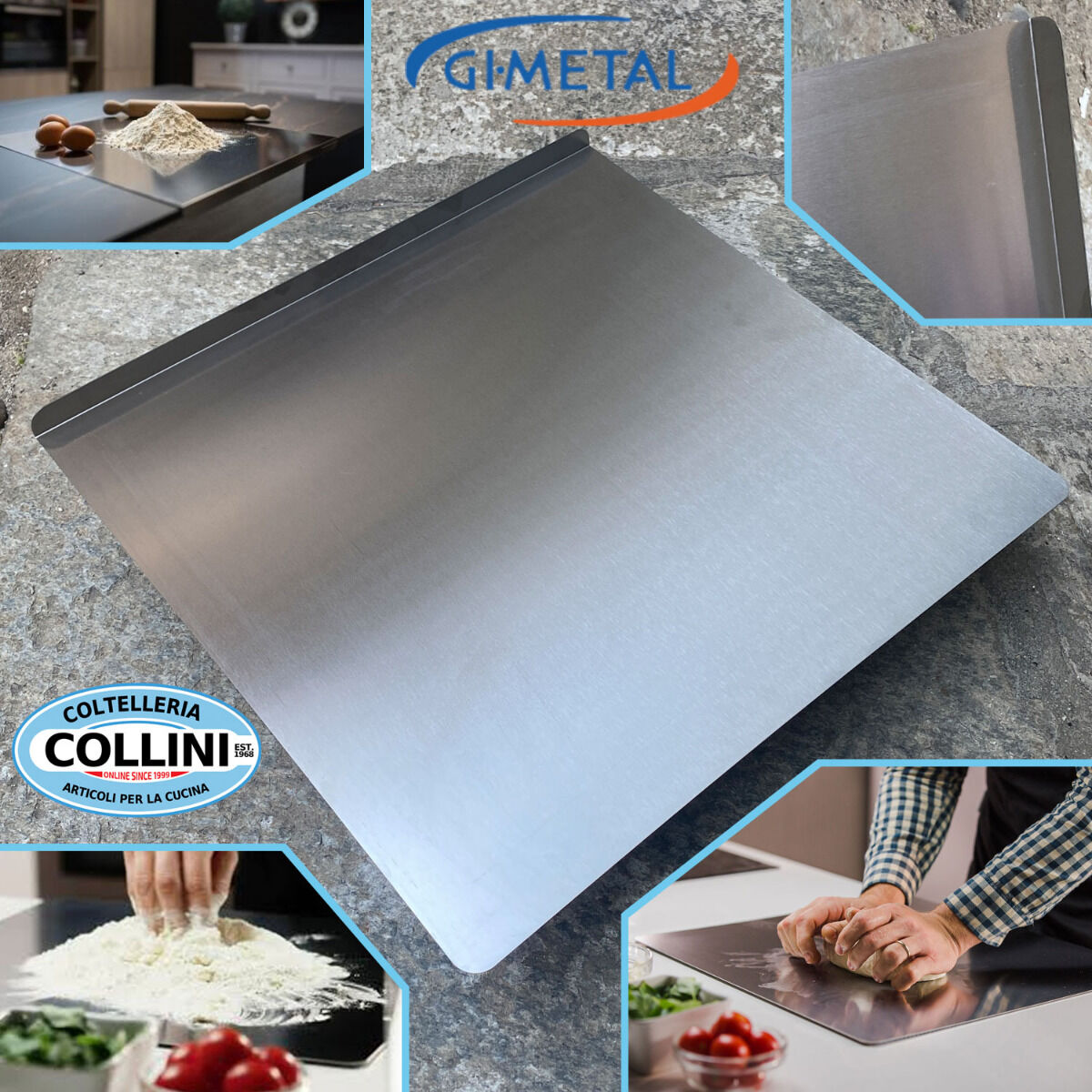 GI.METAL - Non-slip steel cutting board with edge - PIZZA E PANE