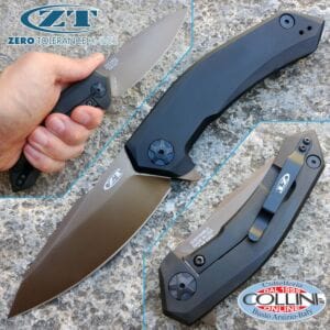 Zero Tolerance - Tan DLC Titanium Flipper - Sprint Run - ZT0095TANBLK - knife