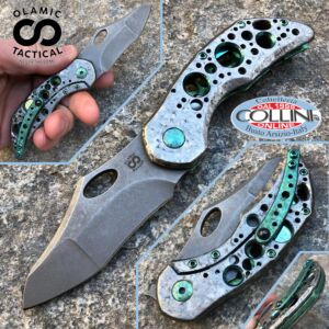 Olamic Cutlery - Busker Gusto - Acid Rain Frosty - Green Holes - handmade knife