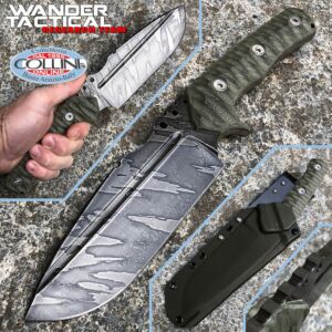 Wander Tactical - Uro - Ice Brush Tiger knife and Green Micarta - craft knife