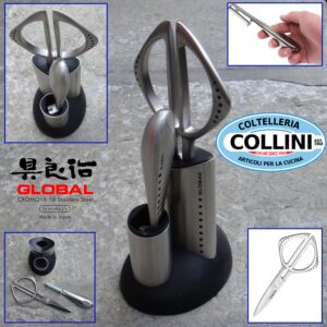 Global - GS104 - 3-piece scissor set, peeler and stand GK-210 + GS-76