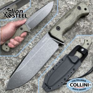 Lionsteel - T6 - Old Black Green Canvas Micarta - T6B CVG - knife