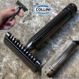 Fatip - Large Safety Razor - BLACK METAL - Original Head - 80mm - 42109