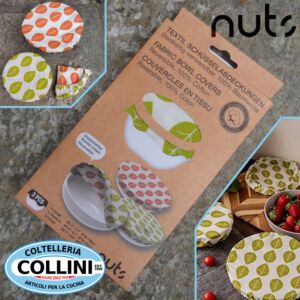 NUTS - Biodegradable cotton bowl covers set - LEAVES 3 pieces