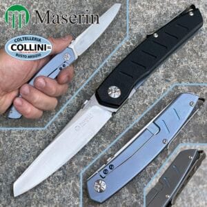 Maserin - AM-6 - D2 Titanium Framelock and G10 Black by Attilio Morotti - 374/G10N - knife