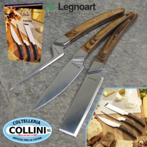 Legnoart - CASEUS - 3 Piece Cheese Knife Set with Dark Wood Handle