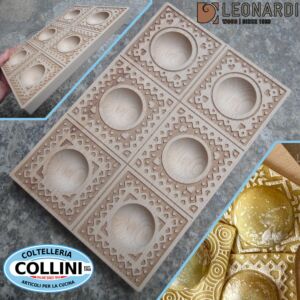 Made in Italy - Mold for 6 Ravioli in natural beech wood HEARTS - kitchen utensil for fresh pasta 