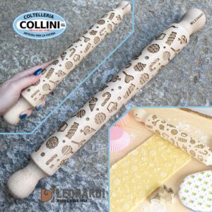 Made in Italy - Rolling pin with engravings - 40cm - Sweets - Fresh pasta utensil 