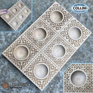 Made in Italy - Mold for 6 Ravioli in natural beech wood with DECO designs - kitchen utensil for fresh pasta 