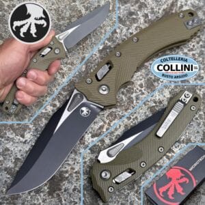 Microtech - Amphibian RAM-LOK Knife - Black PVD Plain M390 & Fluted OD Green G10 - 137RL-1 - Knife