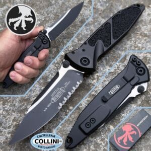 Microtech - Socom Elite Manual - Clip Black PVD Partial Serrated M390 & Black Aluminum - 160-2 - Knife