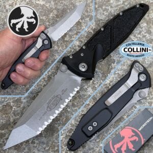 Microtech - Socom Elite - Manual Folding Knife - Tanto Apocalyptic Full Serrated M390 & Black Aluminum - 161-12 - Knife