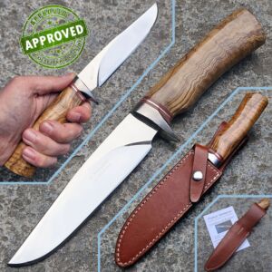 Franco Vernazza - Hunting Knife - N690Co, Titanium and Olive - PRIVATE COLLECTION - handcrafted knife 