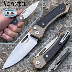 Lionsteel - Twain - Bronze Titanium, Carbon Fiber & Satin CPM-MagnaCut - TW BR CF - knife