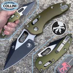 Microtech - Stitch RAM-LOK - Manual Folding Knife - Black Spearpoint M390 & OD Green Fluted Alluminium - 169RL-1 - Knife