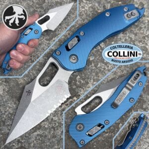 Microtech - Stitch RAM-LOK - Apocalyptic Spearpoint partially serrated M390 and blue fluted aluminum - 169RL-11 - Knife