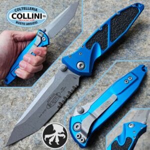 Microtech - Socom Elite - Manual Folding Knife - Tanto Apocalyptic Partial Serrated M390 Blue - 161-11 - Knife