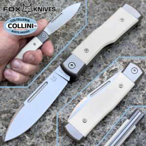 Fox - Gunstock Barlow SlipJoint - Satin M390, Titanium & Bone Micarta - FX-558 BO - knife