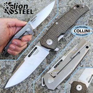 Lionsteel - Q4TTRO - Satin CPM-MagnaCut & Burlap Micarta with Grey Titanium - Q4 BGR - knife
