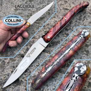 Laguiole En Aubrac - Earth - Handcrafted knife in red elderberry burl with hand-engraved spring