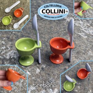 Trebonn - Egg cup set with spoons - 2 pieces - Orange and green