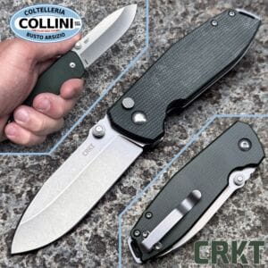 CRKT - Burnley Squid XM Button Lock - Stonewashed D2 & Green Micarta - 2495 - knife