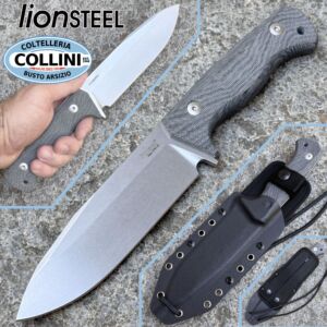 Lionsteel - T6 - Stonewashed CPM-3V & Black Canvas Micarta - T6 3V CVB - knife