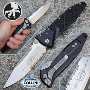 Microtech – Socom Elite – Manual folding knife – Stonewashed clip Partially serrated M390 & black aluminum – 160-11 – Knife