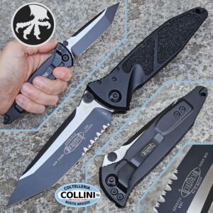Microtech - Socom Elite Manual - Tanto Tactical Black PVD Partial Serrated M390 & Black Aluminum - 161-2 - Knife