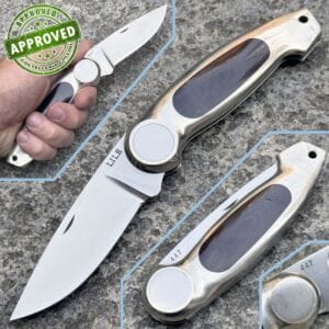 Jimmy Lile - Lile Lock Knife - Vintage Button Lock, Nickel Silver & Red Micarta - PRIVATE COLLECTION - handmade knife
