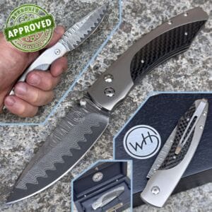 William Henry - Vega - Titanium, Carbon Fiber & Laminated Damascus Wave - PRIVATE COLLECTION - knife